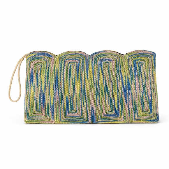 Vintage 70's Psychedelic Corded Embroidered Clutch Wristlet Retro Boho Eclectic - Picture 1 of 14